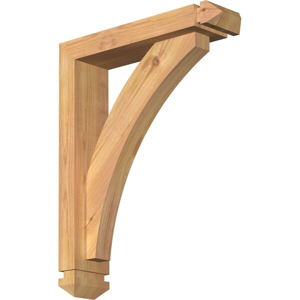 Ekena Millwork Thorton Arts and Crafts Smooth Bracket w/ Offset Brace, Western Red Cedar, 3 1/2"W x 14"D x 18"H BKT0402X14X18THR03SWR - main